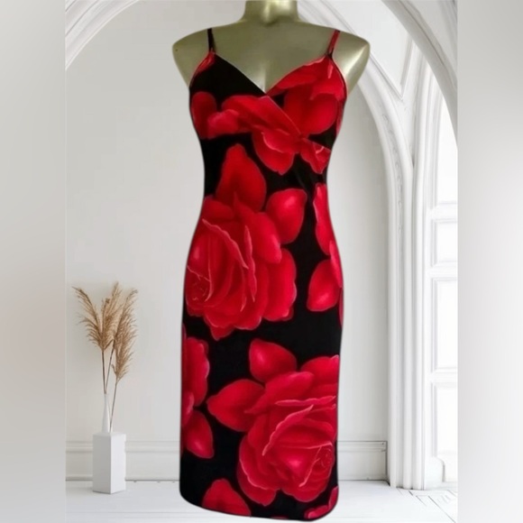 Bodycon Dress Dresses & Skirts - ✅Black & Red Floral Dress